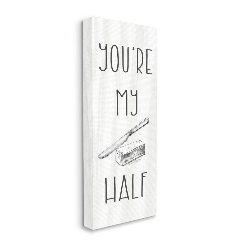 «My Butter Half Punny Romantic Kitchen Typographie» par - Art textuel sur, H 24 po x l 10 po x P 1,5 po