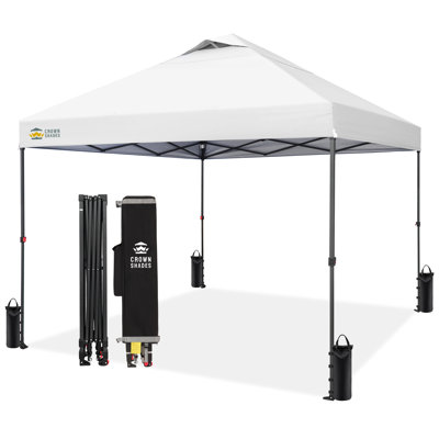 CROWN SHADES 10' x 10' Commercial Pop-Up Canopy Tent with Center Lock and Metal Frame, Orange 