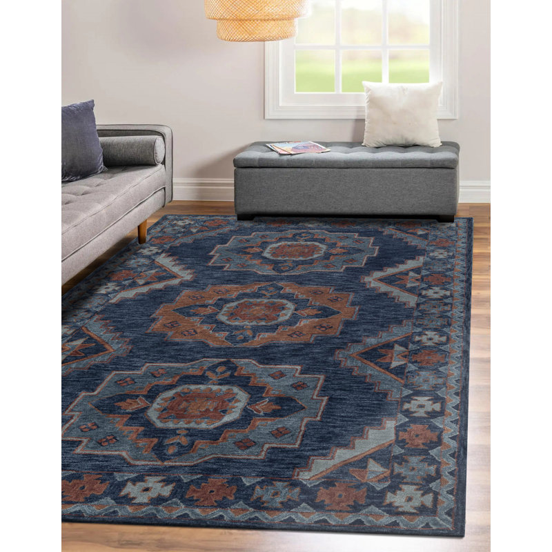 Tapis en laine touffeté à la main, Rectangle de 5 pi x 8 pi