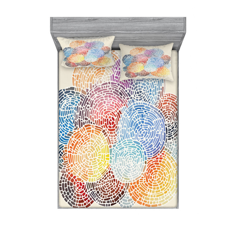 Ensemble de draps à motif mosaïque, Ensemble de draps pour lit double avec un drap-hou