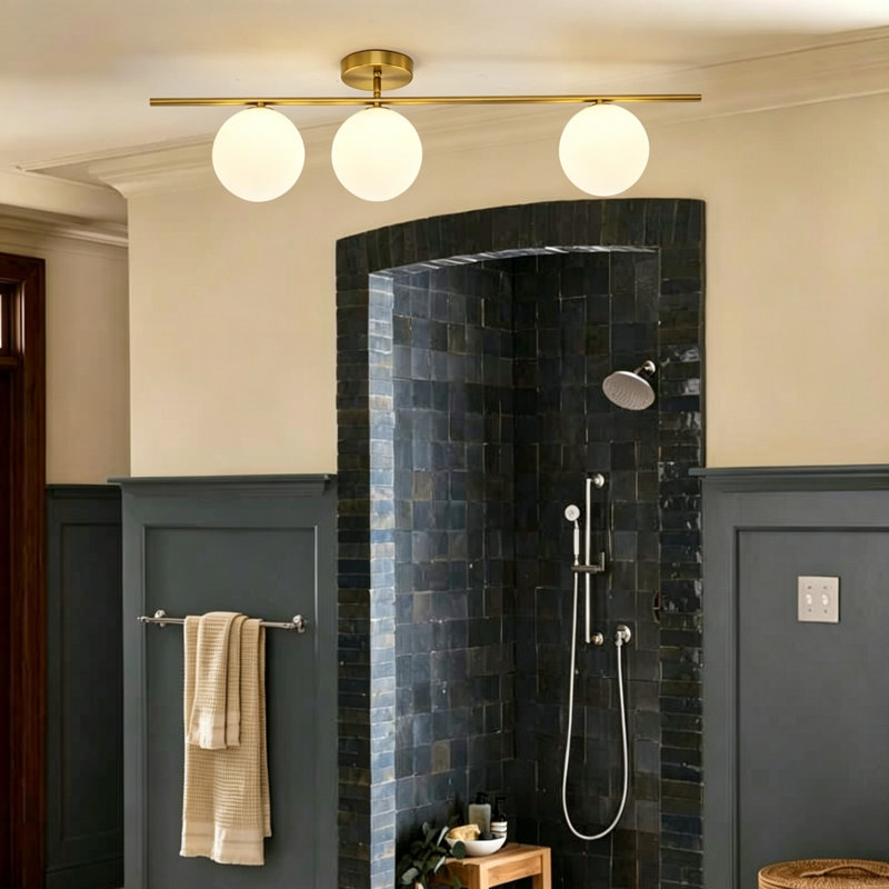 3 - Light Glass Globe Flush Mount Ceiling Light