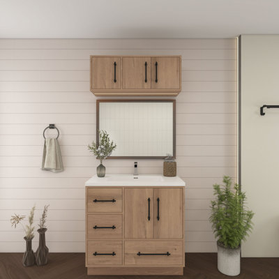 Victoria 36'' Freestanding Vanity with Reinforced Acrylic Sink (Left side) + Top Cabinet