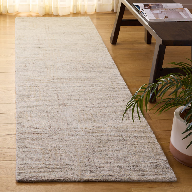 Karlette Ebony Hand Tufted Wool/Cotton Abstract Rug in Ivory/Beige, Runner 2'3" x 9'