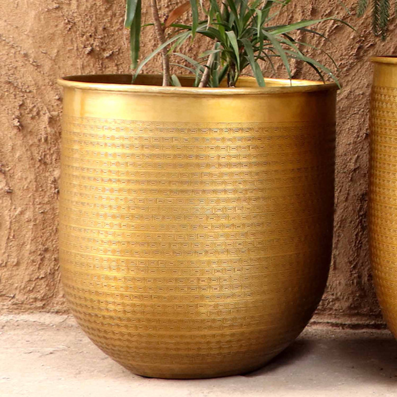 Rohoman Handmade Metal Pot Planter, 34cm H x 33cm W x 34cm D