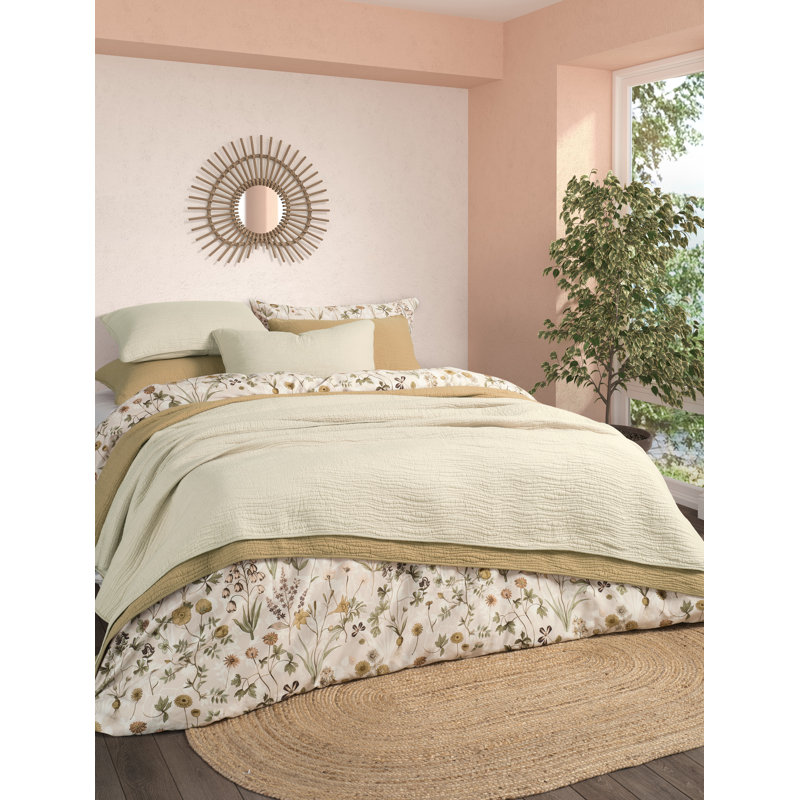 Jazzy solid tan quilt set, Tan, Queen Quilt + 2 Queen Shams