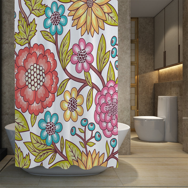 Rideau de douche simple à motif floral Ells, H 83 po x l 70 po