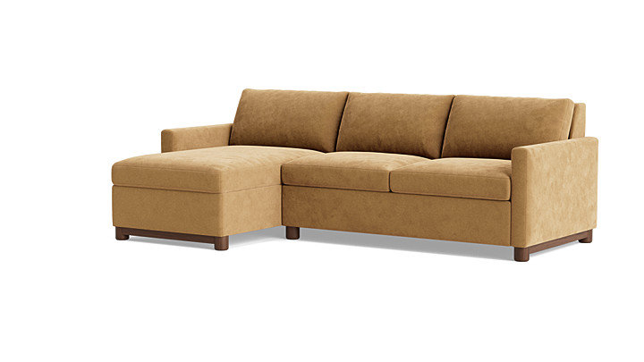 Reve Sofa with Chaise (112"), Chaise On Left, Performance Velvet - Nutmeg