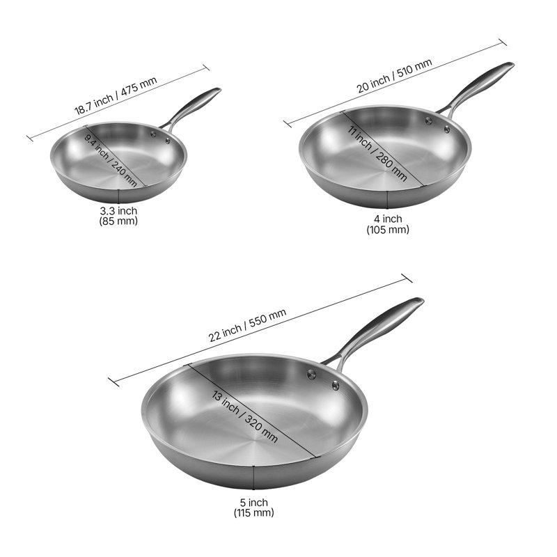 Stainless Steel Non-Stick Frying Pan Set
