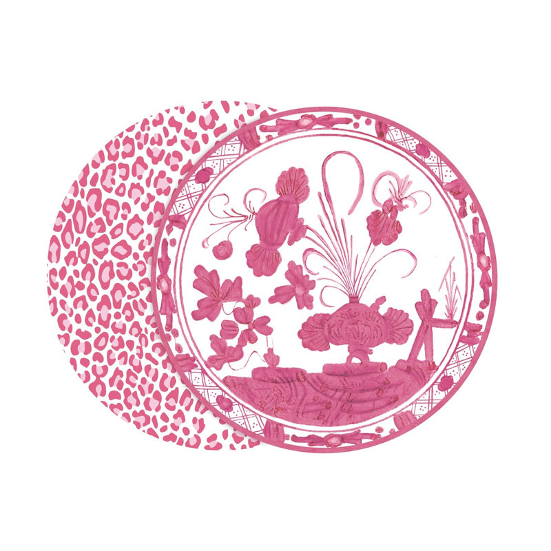 Vida Faux Leather Floral Round Placemat, Rose