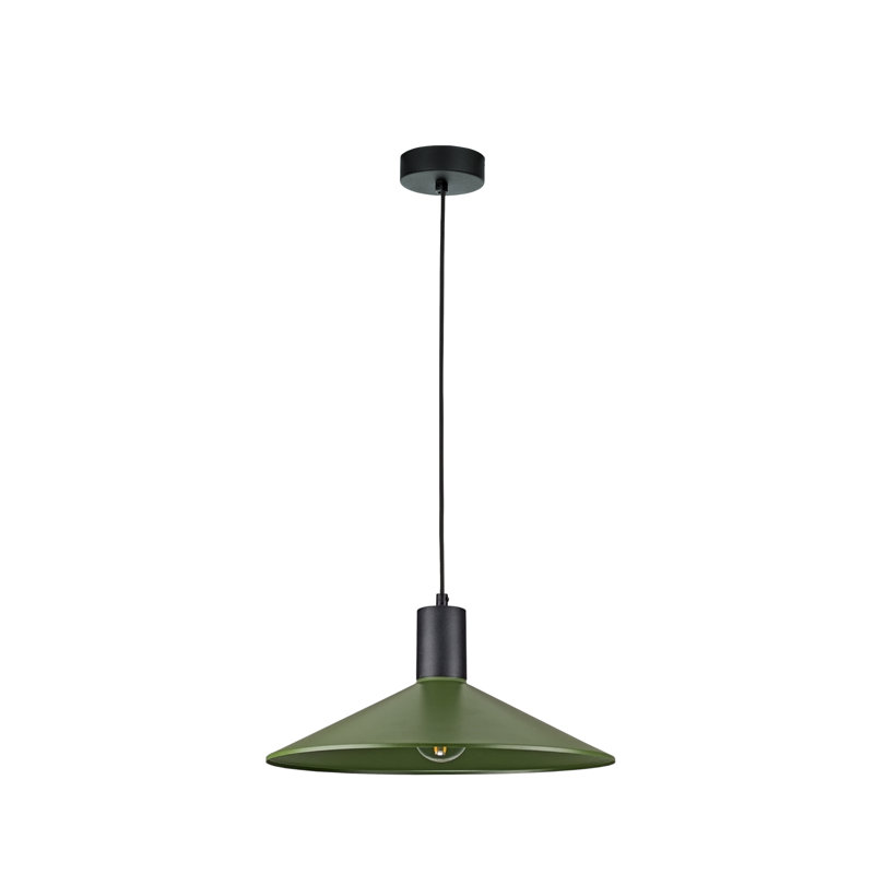 1 - Light Matte Black Dome Pendant, Black/Khaki