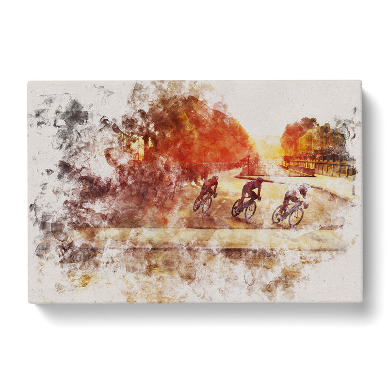 Tour De France Cycling Watercolour - Wrapped Canvas Print, 50cm H x 76cm W x 3cm D
