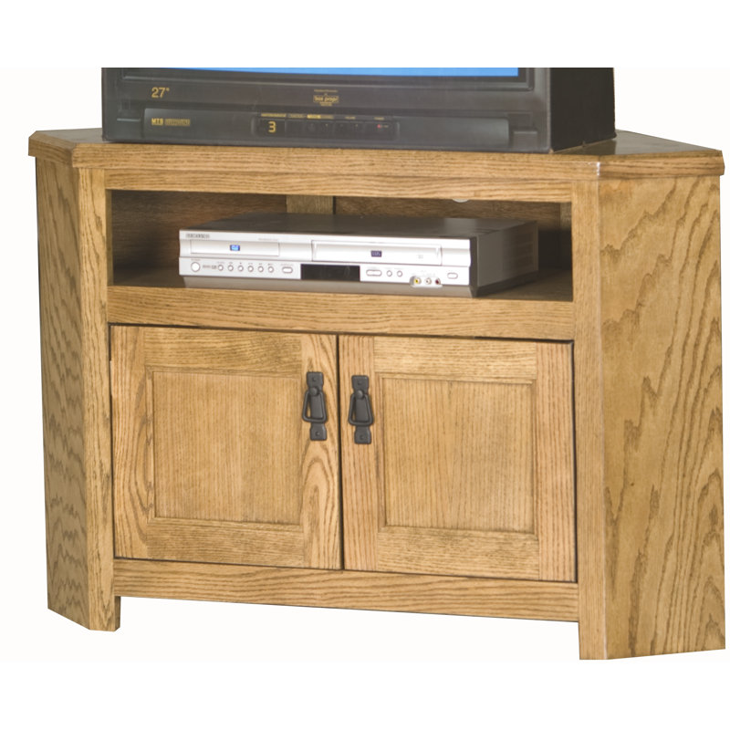 Gus Solid Wood TV Stand, Medium Light Oak, 32" H x 56.25" L x 17" W