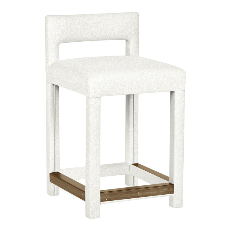 Utica By Thom Filicia Upholstered Counter Stool with Solid Wood Frame, Hampton, Kempsey peau de mouton