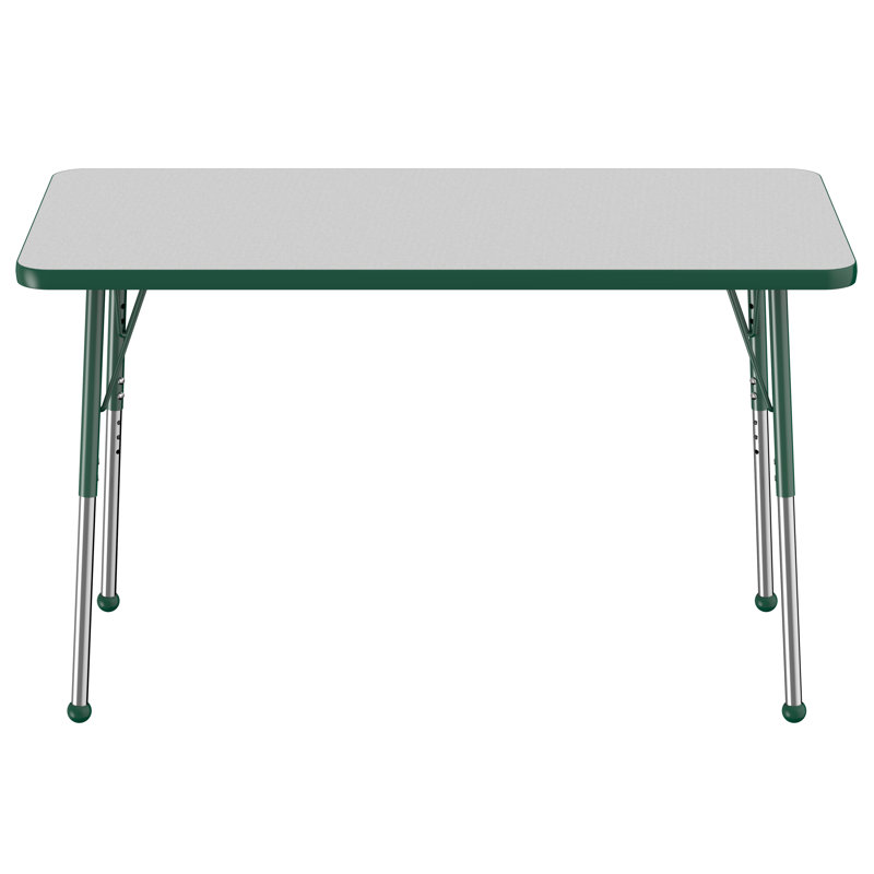 Table d'activité rectangulaire à hauteur réglable en forme de T, Gris/vert, Roulement à bille standard, 36 po x 60 po