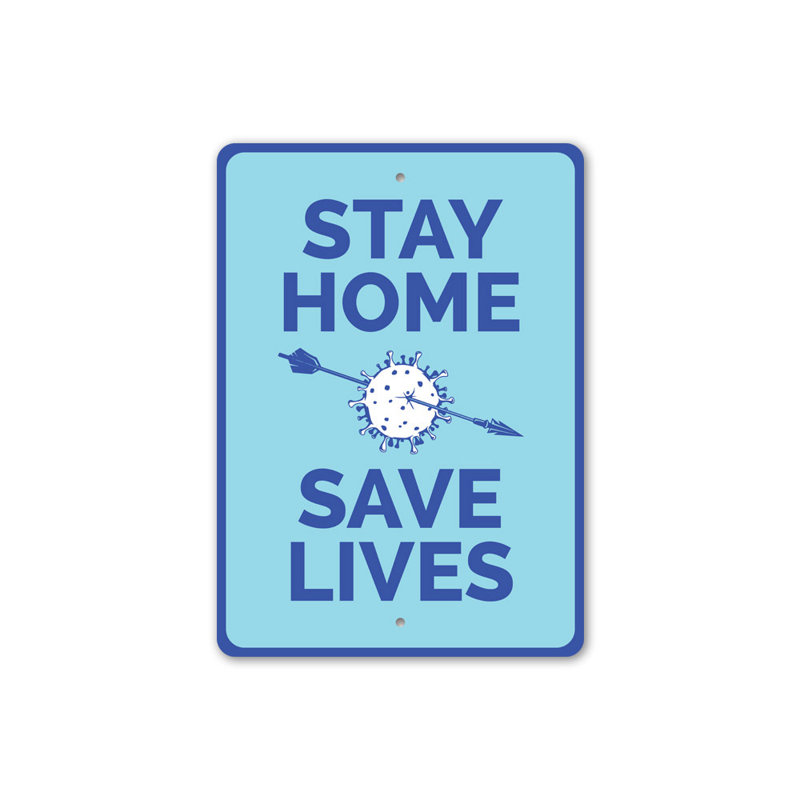 Plaque en aluminium Stay Home, H 14 po x l 10 po x P 0,04 po