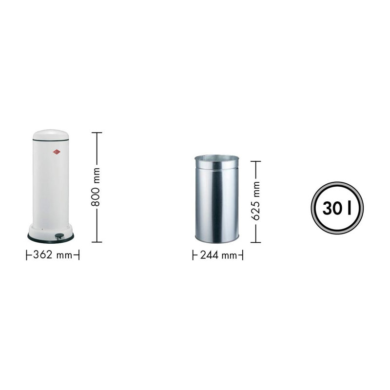 Wesco Big Baseboy Waste Bin with Damper Stainless Steel 30L, Matt Graphite, Matt Graphite