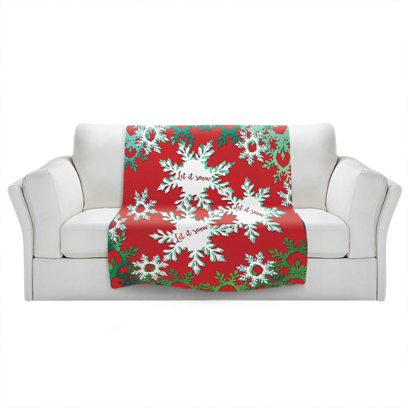 Jeté bonhomme de neige let it , l 51 po x L 60 po, Rouge / Vert / Blanc