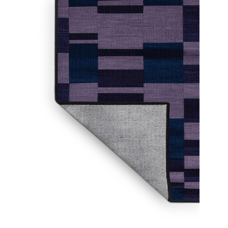 Tapis bleu à carreaux lavable à la machine, Carré 3 pi