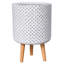 Dotted Style Cylinder Planter with Feet Concrete Effect Cylinder Round Planter on Hardwood Legs, Round Indoor Plant Pot Stand for Indoor Plants, Indoor Flower Pot with Dotted Pattern-1274800035-1274800039