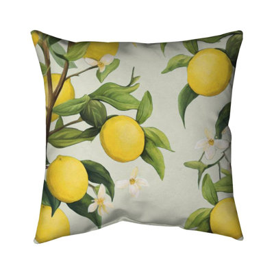 Flowery Lemons Abstract Flowers Pillow - Bedroom – Throw Pillow Cover Only, Double-Sided Print, Insert Not Included