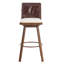 Tabouret de bar d'intérieur rembourré pivotant, ensemble de 2, revêtement beige, structure en métal finition noyer | Idée de cadeau