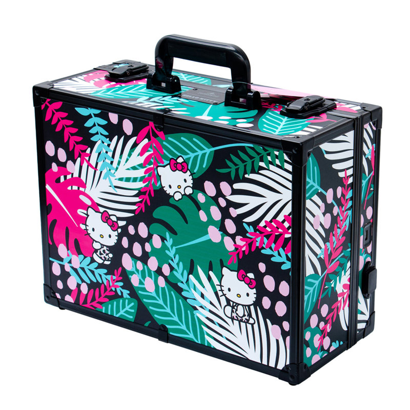 Trousse de maquillage Hello Kitty avec miroir pleine grandeur et éclairage avec capteur tactile, trousse à bijoux de voyage