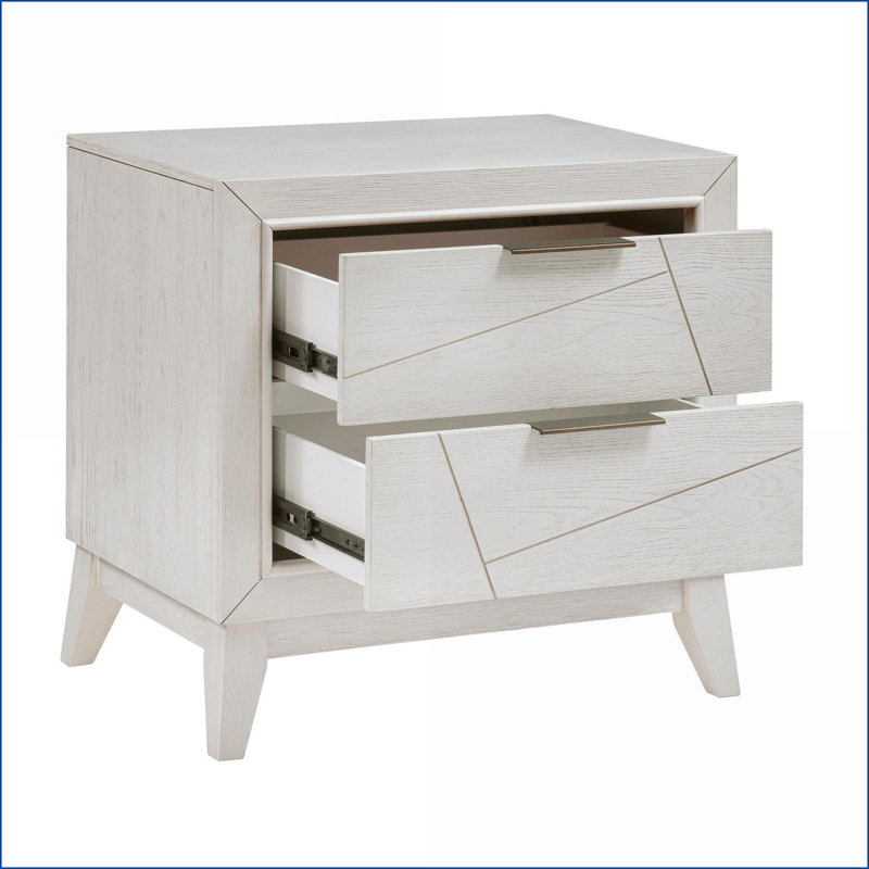 Table de chevet moderne blanche antique à 2 tiroirs - Mobilier de rangement pour chambre à coucher