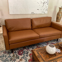 Louvre 81 Faux Leather Flared Arm Removable Cushion Sofa Latitude Run Leather Type: Flagstone Faux Leather