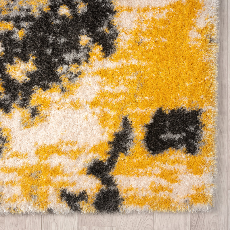 Loryssa Abstract Area Rug in Yellow, Rectangle 2' x 3'