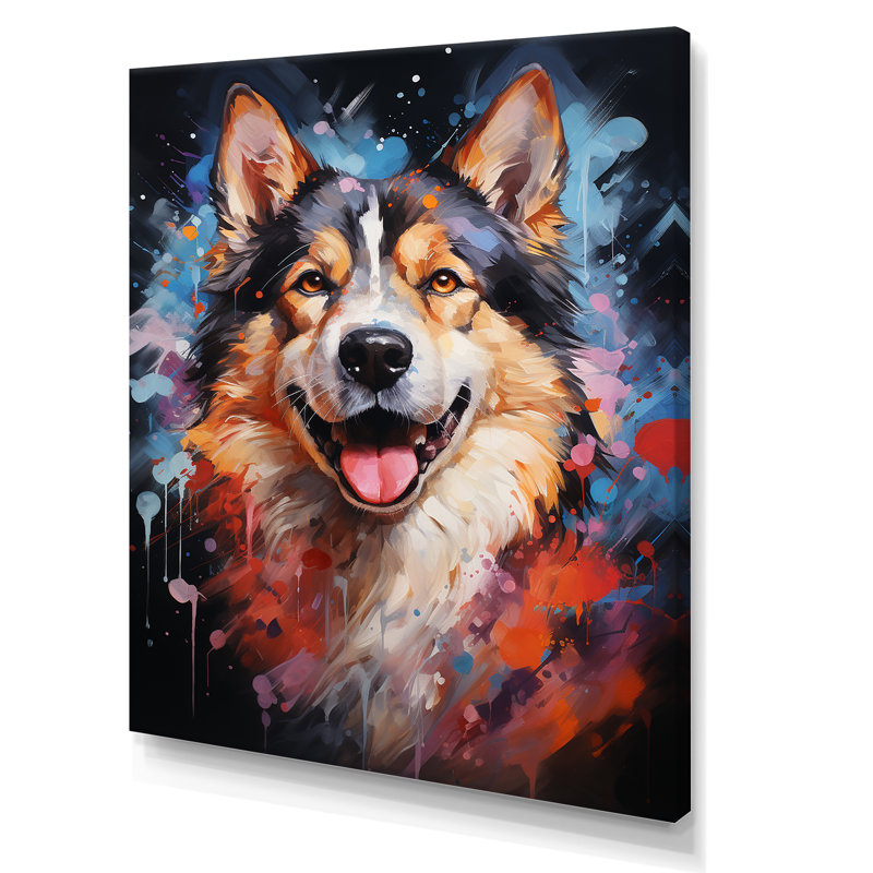 Chien Akita Aurora IV sur toile, Toile tendue, H 20 po x l 12 po x P 1 po