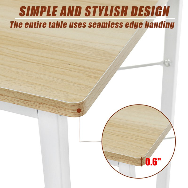 Metal Base Computer Desk, Walnut/White, 109.22cm H x 119.38cm W x 48.01cm D