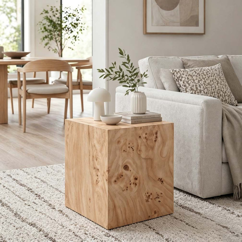 Table basse carrée en bois aggloméré de style naturel, table d'appoint