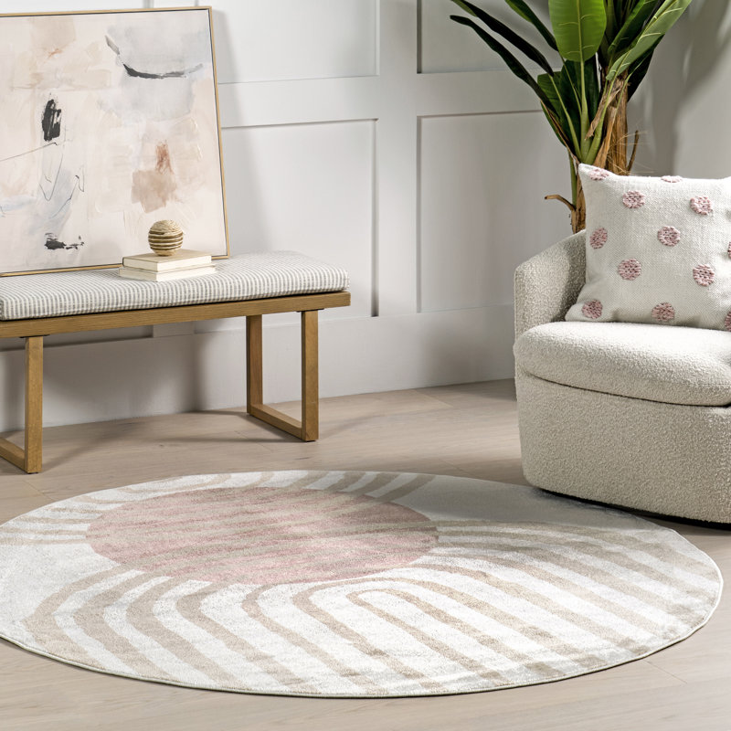Abstract Area Rug for Living Room Bedroom Dining Room Kitchen, Round 6'