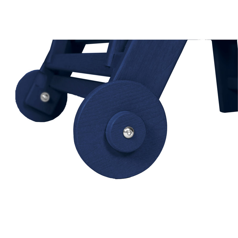 2Pcs Outdoor Lounge Chair, 5 Positions With Wheels & Cup Holder, Navy Blue, For Deck, Poolside, Patio, Navy Blue