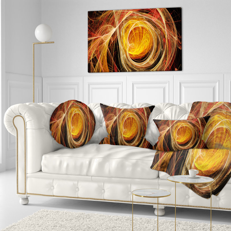 Boule de laine - Coussin imprimé abstrait, Orange / Noir