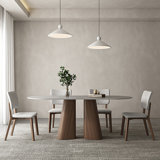 4 - Person Grey + Nut-brown Oval Solid Wood Sintered Stone Tabletop Dining Table Set