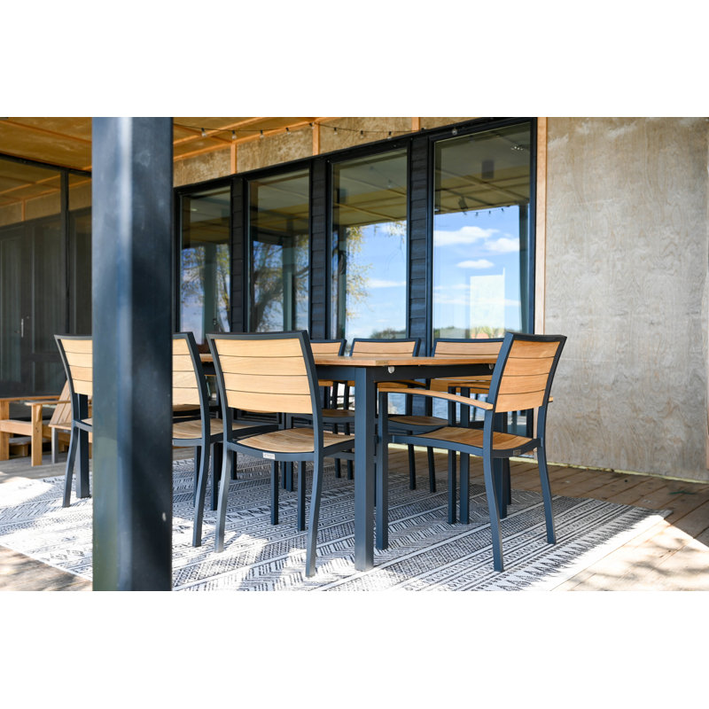 SoHo Teak Aluminum Outdoor Stacking Sidechair, Black
