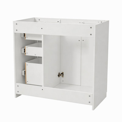 Meuble-lavabo de 36 po sans lavabo supérieur, armoire de rangement en bois massif, meuble-lavabo autoportant avec 3 tiroirs et portes à fermeture douce