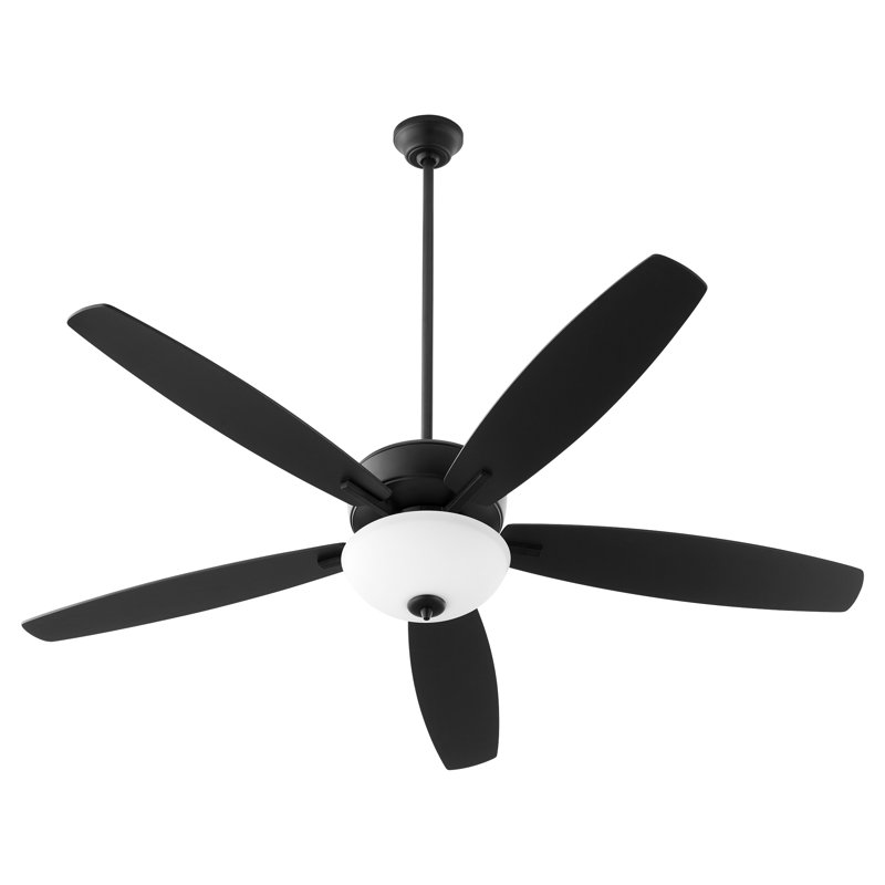 Aramayis 60'' Ceiling Fan with Light Kit, Noir with Matte Black and Weathered Oak Blades