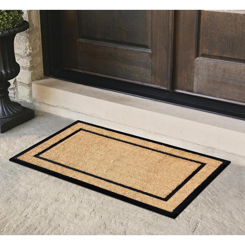 Bilboroughs Rubber Coir Classic Border Doormat 24" x 48" Non-Slip Outdoor Door Mat