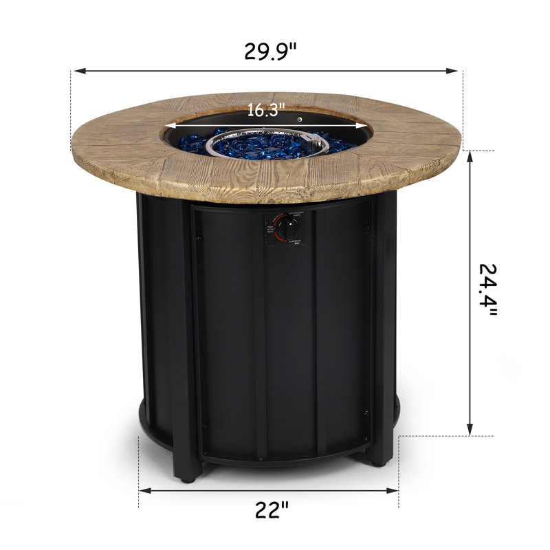 30 Inch Round Propane Fire Pit Table,50,000 BTU with Auto-Ignition,Protective Cover,and Lava Rocks for Patio and Backyard