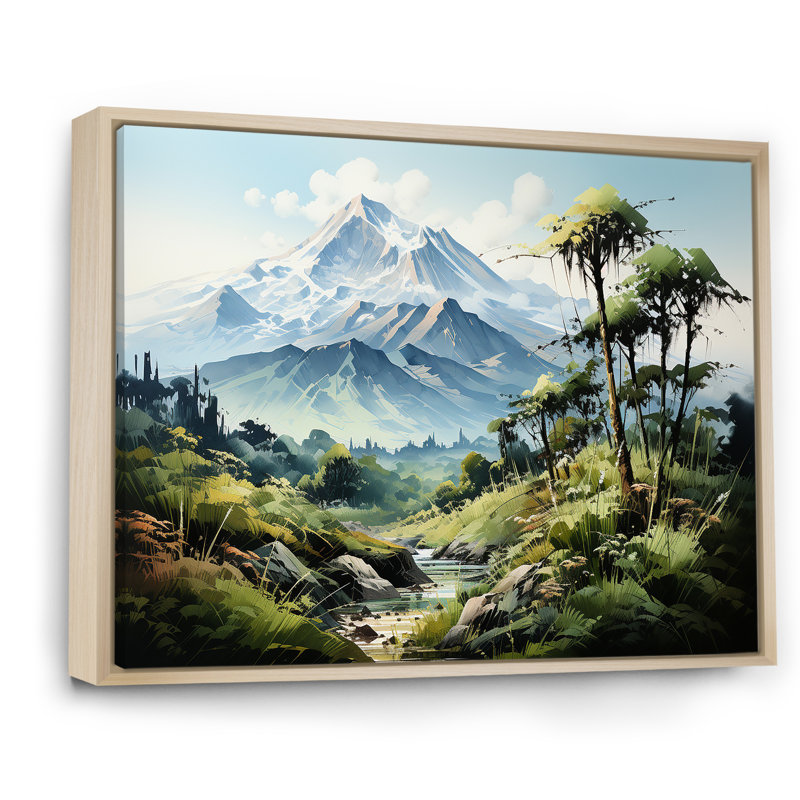 Jungle Volcano Paradise I - Imprimé, H 24 po x l 32 po x P 0,5 po, Cadre naturel flottant