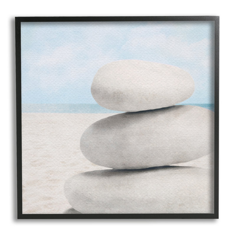Highland Dunes Coastal Stacked Rocks, art de la giclée encadrée par LSR Design Studio, H 17 po x l 17 po x P 1,5 po