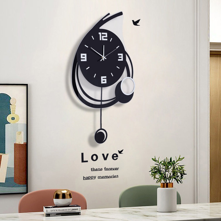 Large Wall Clock with Pendulum Home Decor Non Ticking