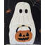 Coussin décoratif d'Halloween fantôme avec seau de citrouille, broderie festive et tissu de velours pour un décor effrayant et confortable