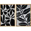 Abstrait botanique abstrait noir imprimé floral botanique minimaliste, art moderne de ferme, décoration murale sur toile, 2 pièces-92285342-92285340