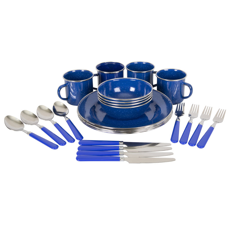 Stansport Deluxe 24-Piece Enamel Tableware Set