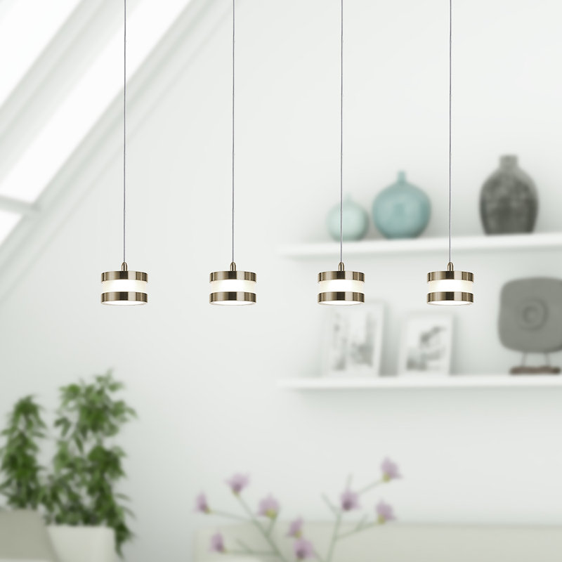 Karter 4 - Light Cluster Pendant, Brushed Brass, 2" H x 29" W x 5" D