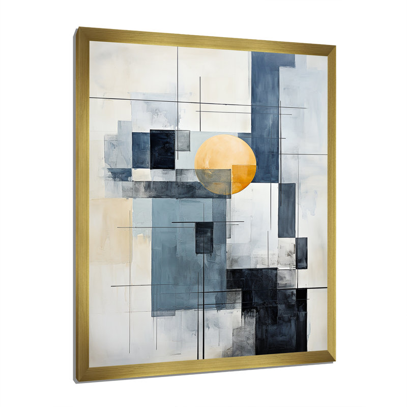 «Jahdae Beige Blue», impression sur toile, Encadrement doré, H 40 po x l 30 po x P 1,5 po