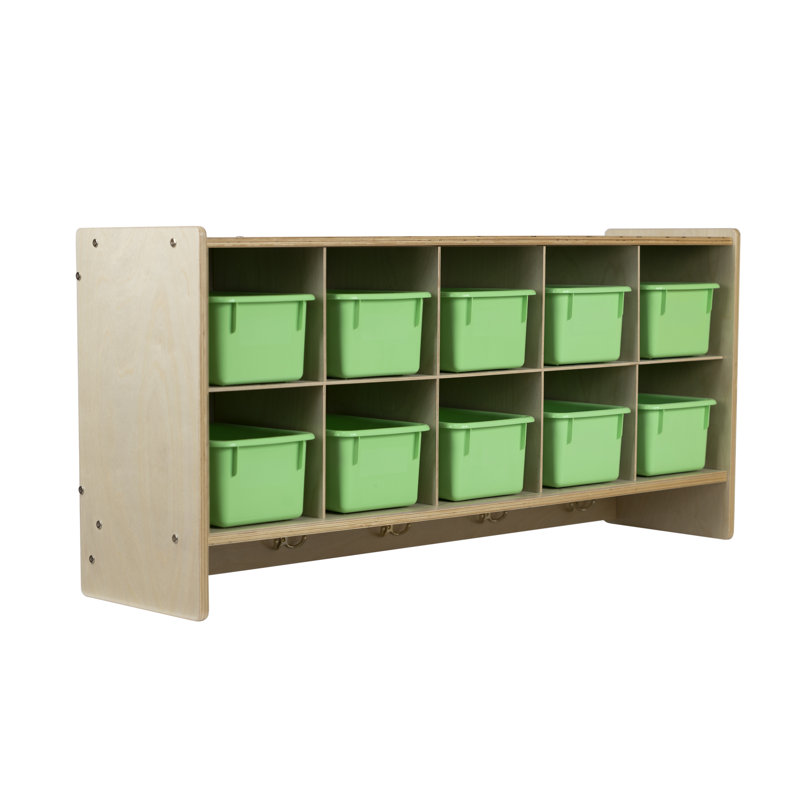 Casier en bois massif 10 compartiments, Vert lime